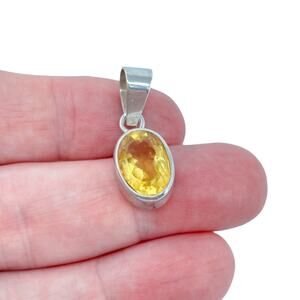 Estate Sterling Silver 950 Citrine Pendant